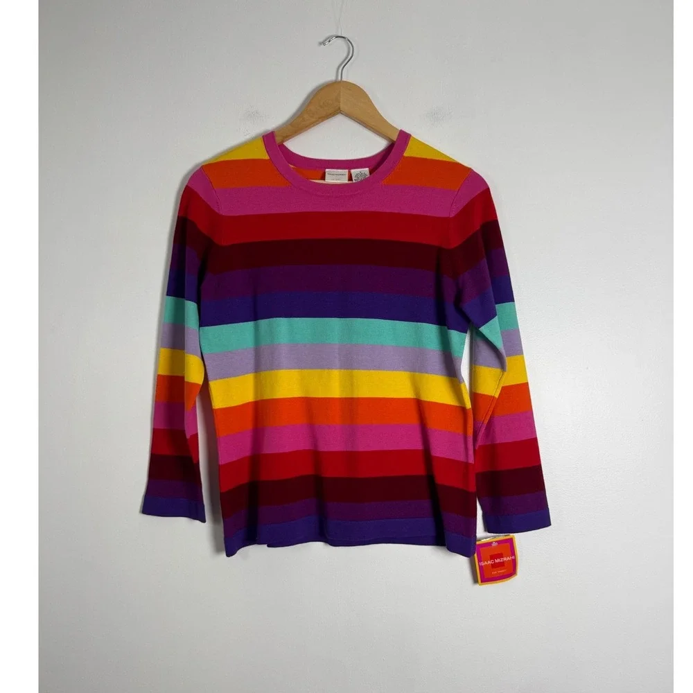 Rainbow Isaac Mizrahi for Target NWT Womens Med Silk Blend Striped Sweater Multi